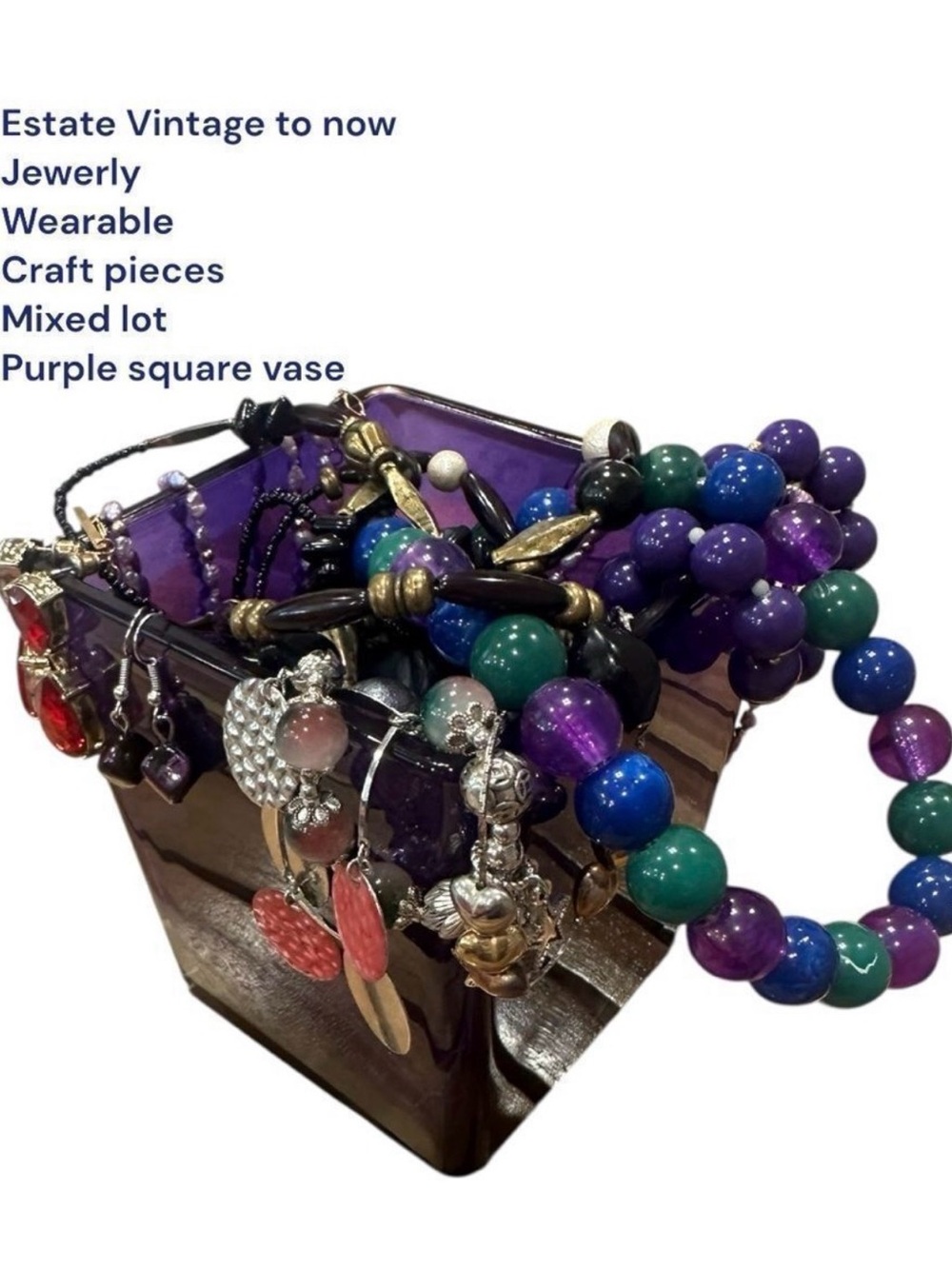 Estate Vintage to now chains & Beaded pieces mixed lot wearable or craftable - Picture 1 of 12